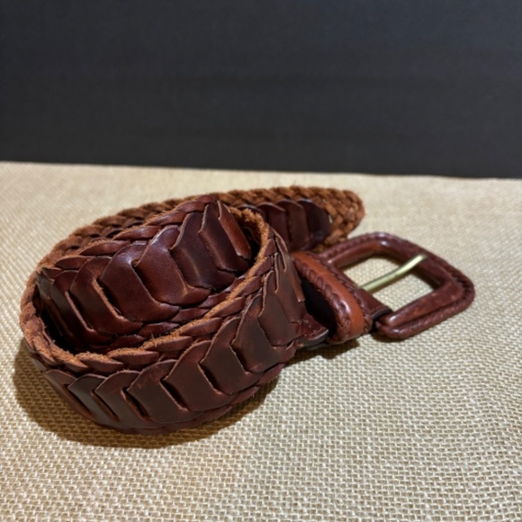 VTG Unbranded Women's Leather Chain Belt‎ Sz M Wide Brown Boho 90's Chunky Thick - Picture 3 of 11